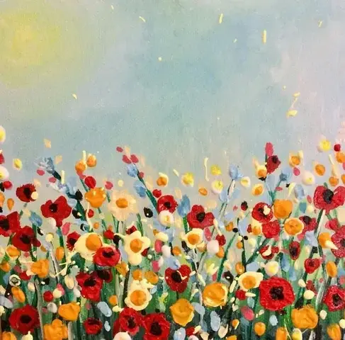 Vibrant poppy painting by Claire Haley