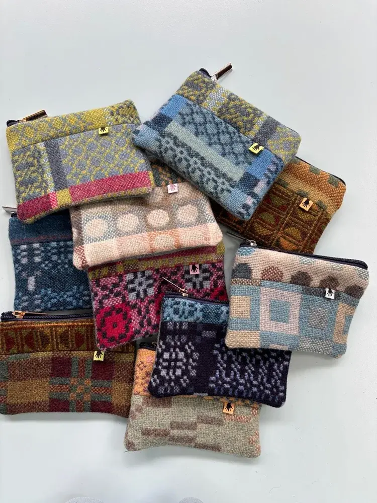 Colourful wool zip pouches