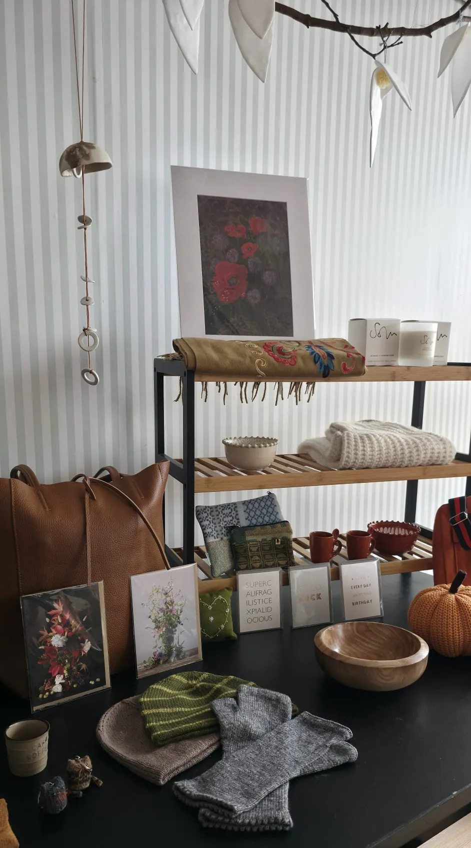 Shop display with handmade gifts and accessories