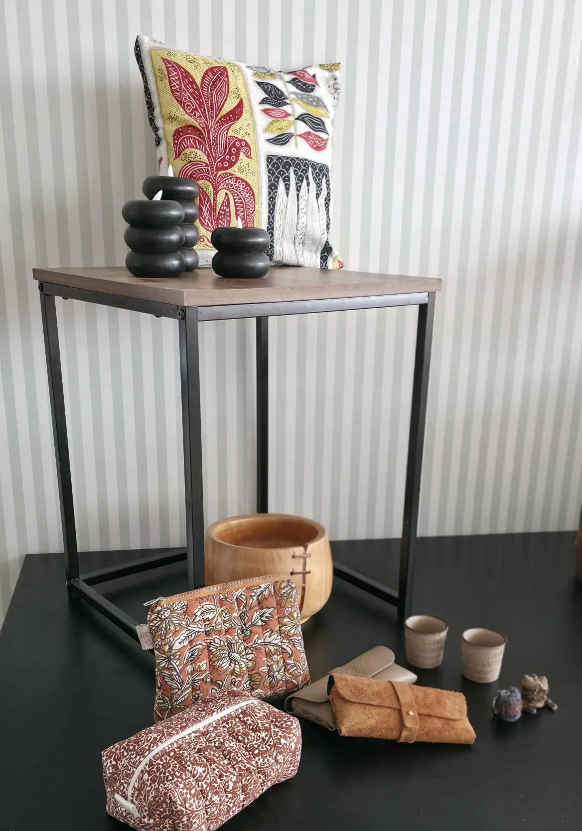 Colourful purses and trinkets on display